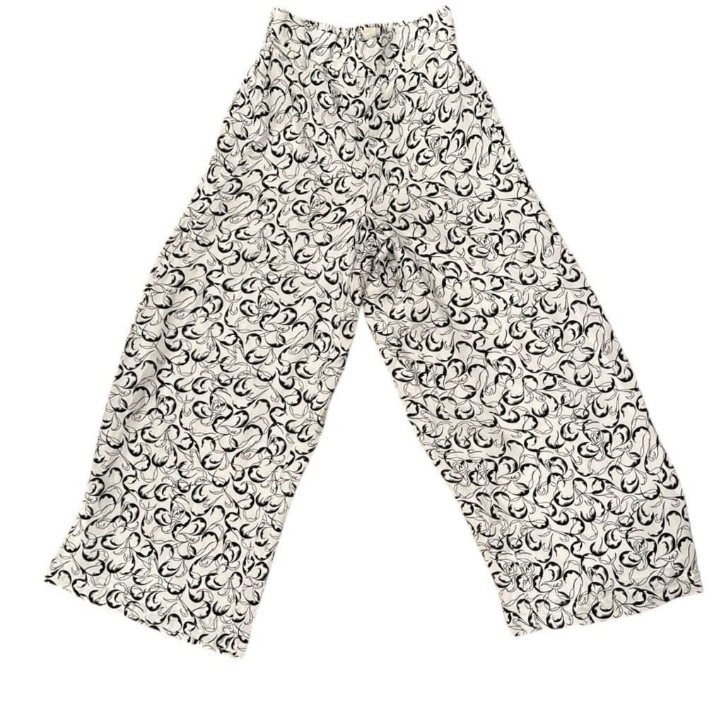 Aritzia Wilfred Black White Floral Pajama Bottoms Wide-Leg Design new no tags
